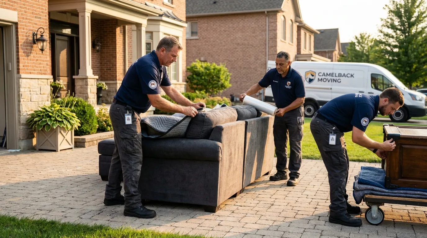 Large estate moving crew wrapping furniture in Weaverville, CA