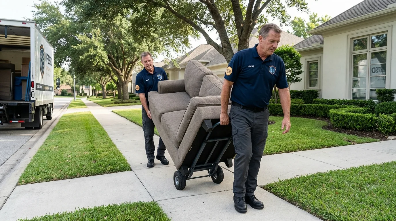 Local residential moving crew loading furniture in Weaverville, CA